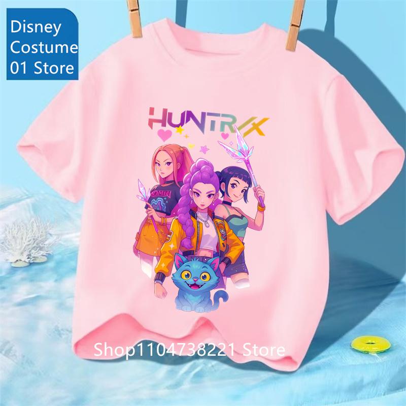 Kpop Охотники на демонов Huntrix Футболки для детей Мальчиков Девочек Летние Повседневные Топы Футболки с коротким рукавом и графикой Футболка Kpop Охотники на демонов