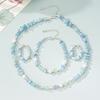 Summer Seawater Blue Crystal Bracelet Beaded Pearl Necklace Fresh Niche Blue Gravel Irregular Clavicle Chain Female