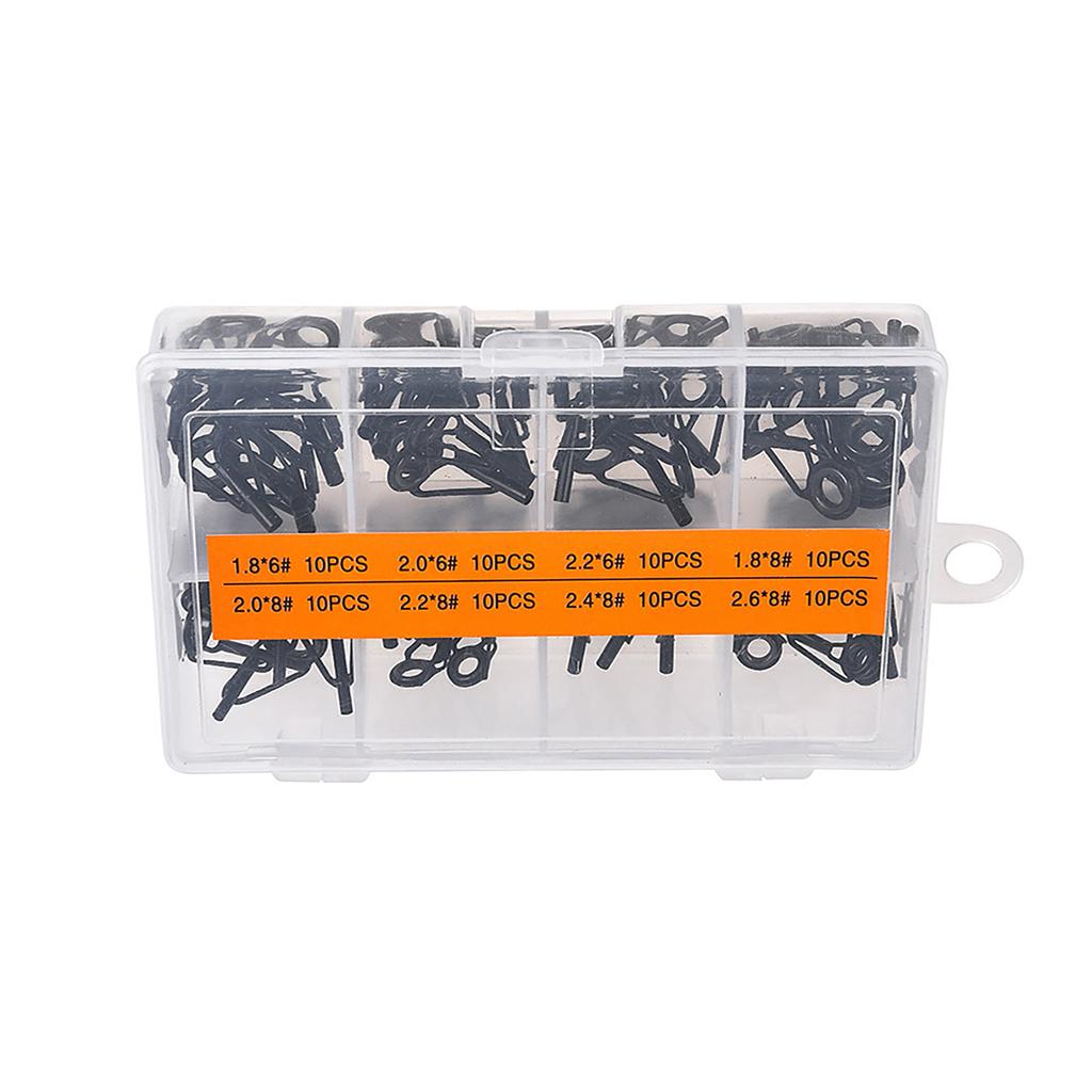 Коробка 80 шт. 8 размеров Набор для ремонта наконечника направляющего кольца телескопического удилища Сделай сам Кольца для глаз Направляющая удилища Рыболовные снасти