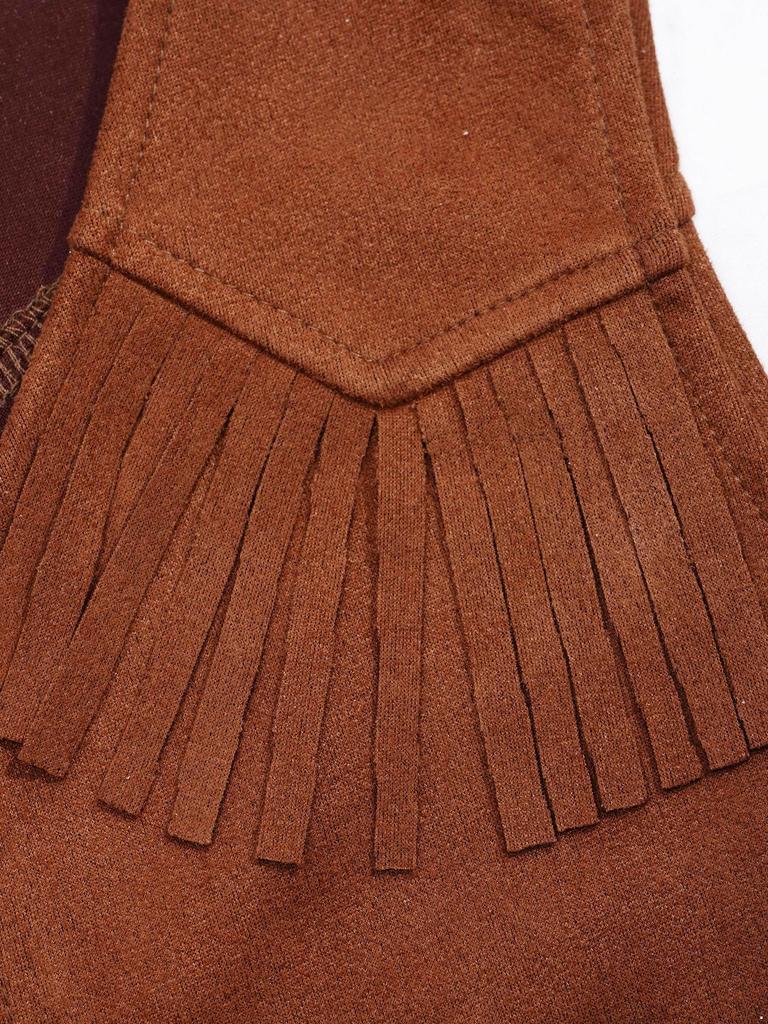 Детский ковбойский жилет в стиле вестерн для мальчиков, замшевая кожаная куртка с острым подолом для Хэллоуина, карнавала, вечеринки