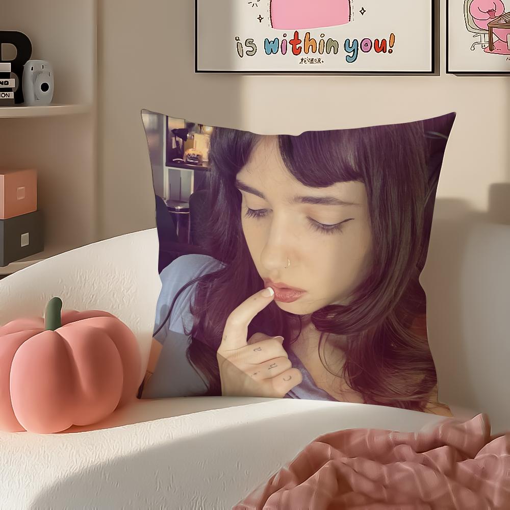 Mellow Indie American Singer CClairo Cushion Cover Pillowcase Short Plush Invisible zipper Room Sofa Cushion Cover