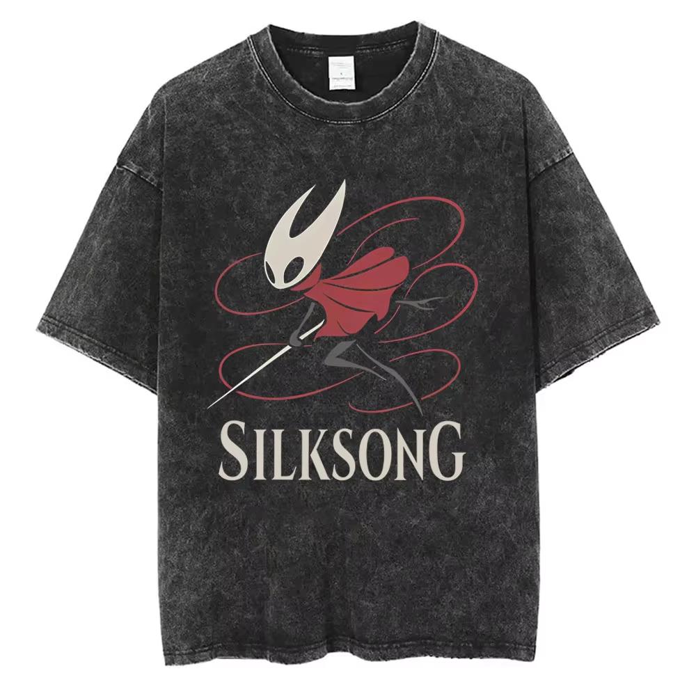 Hollow Knight Tshirt Vintage Washed Y2k Aesthetic Unisex Oversized Short Sleeve Summer Cotton Retro Streetwear Short Tee Tops