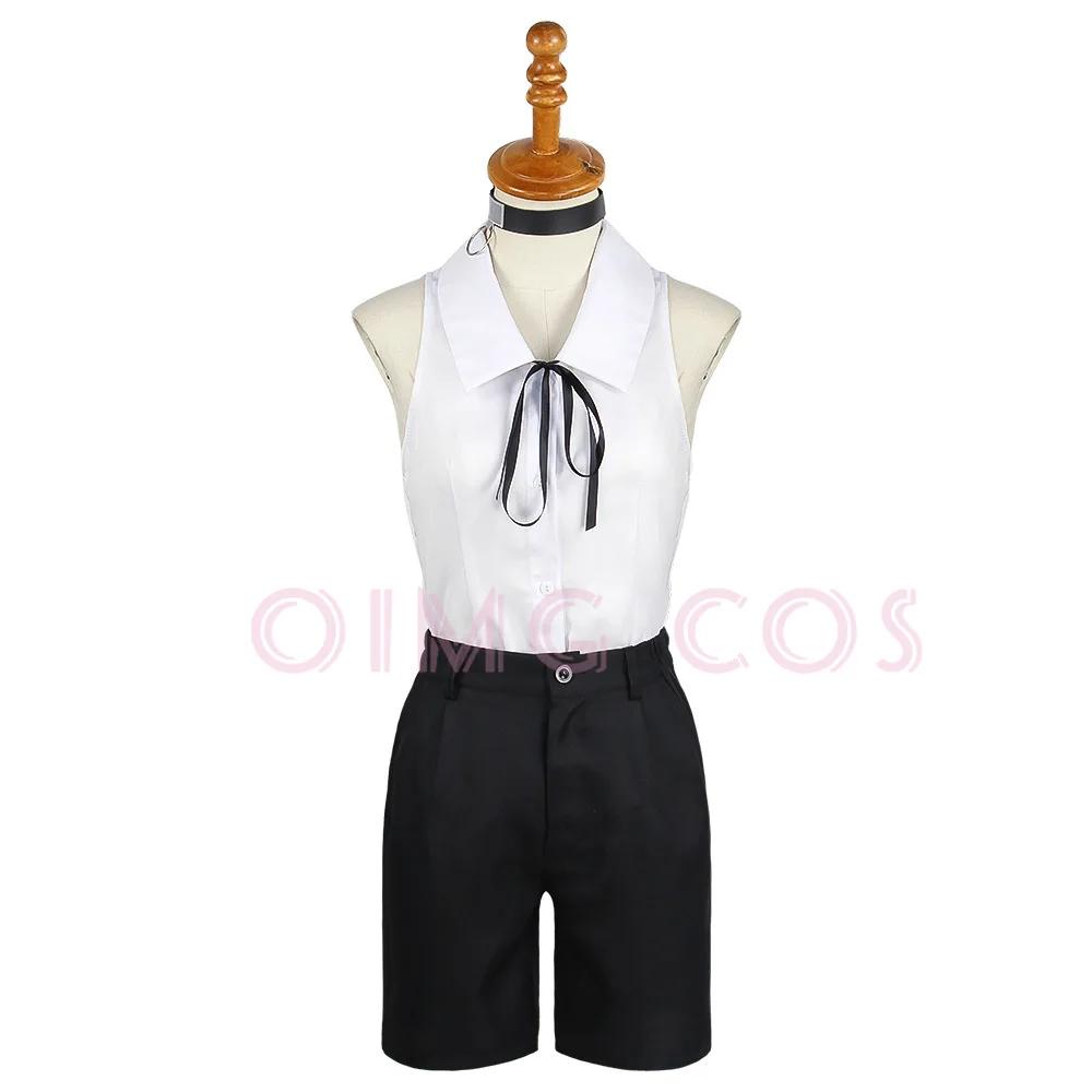 Костюм для косплея Резе Человек-бензопила Наряды Синий костюм Рубашка Галстук Шорты Кольцо на шею Женский Аниме Униформа Хэллоуин