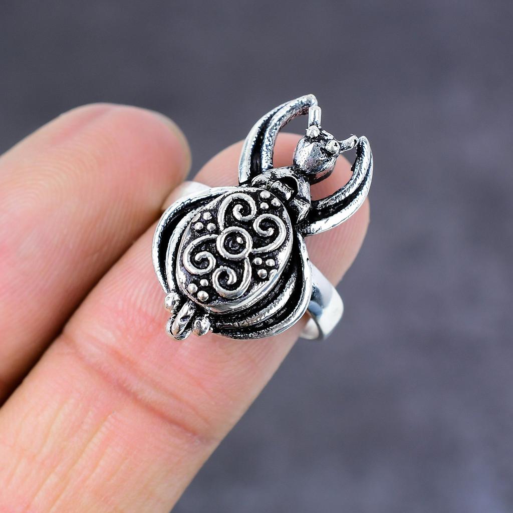 Natural Poison Ring Gemstone Handmade 925 Sterling Silver Gift Ring Size 6 T2G44