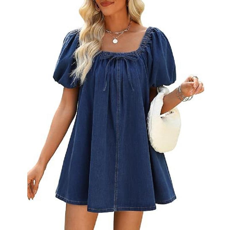 Женские летние джинсовые платья с квадратным воротником cJean Mini Dress