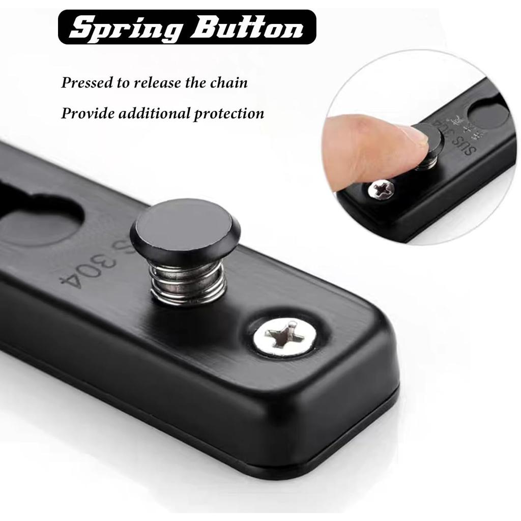 Security Door Chain Lock Sturdy Door Lock Latch for Inside Door Stainless Steel Hotel Door Lock with Spring Button Door Locks for Kids Safety