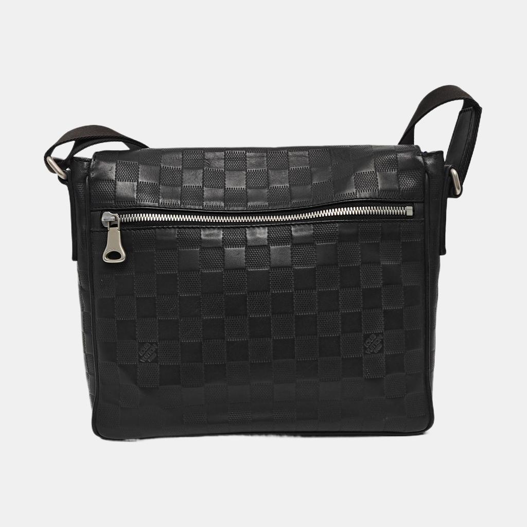 [Pre-Owned] Checkerboard Pattern Flap Closure Leather Messenger Bag - Good #1XMS33C