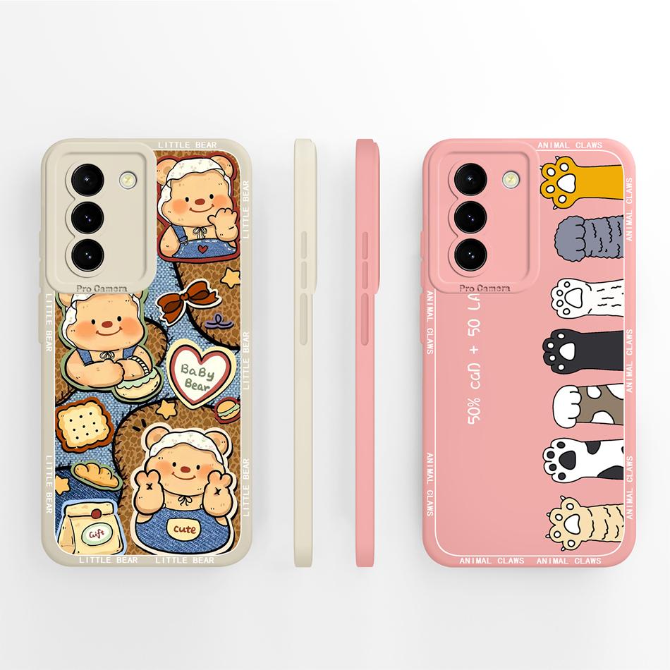 For Samsung S21 FE Plus Ultra Phone Case Aesthetic Soft Liquid Silicone Back Cover For Galaxy S 21 Full Protection Funda Bumper