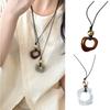 Handmade Wood Tribal Pendant Necklace Unique Resin Necklace Long Rope Necklace Suitable for Men and Women Present