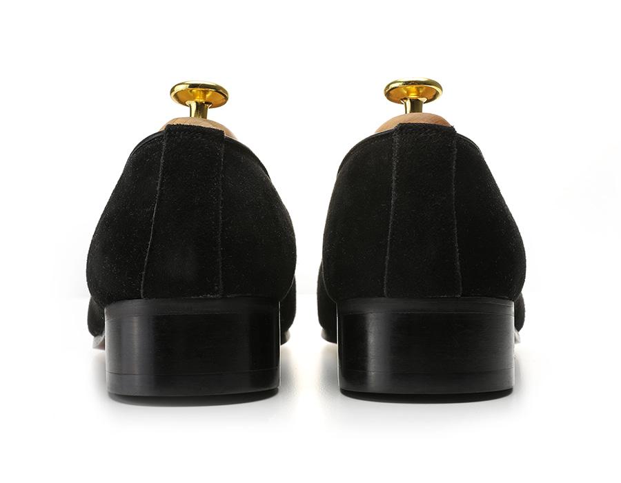 Lavantano Emblem Velvet Loafers - Black