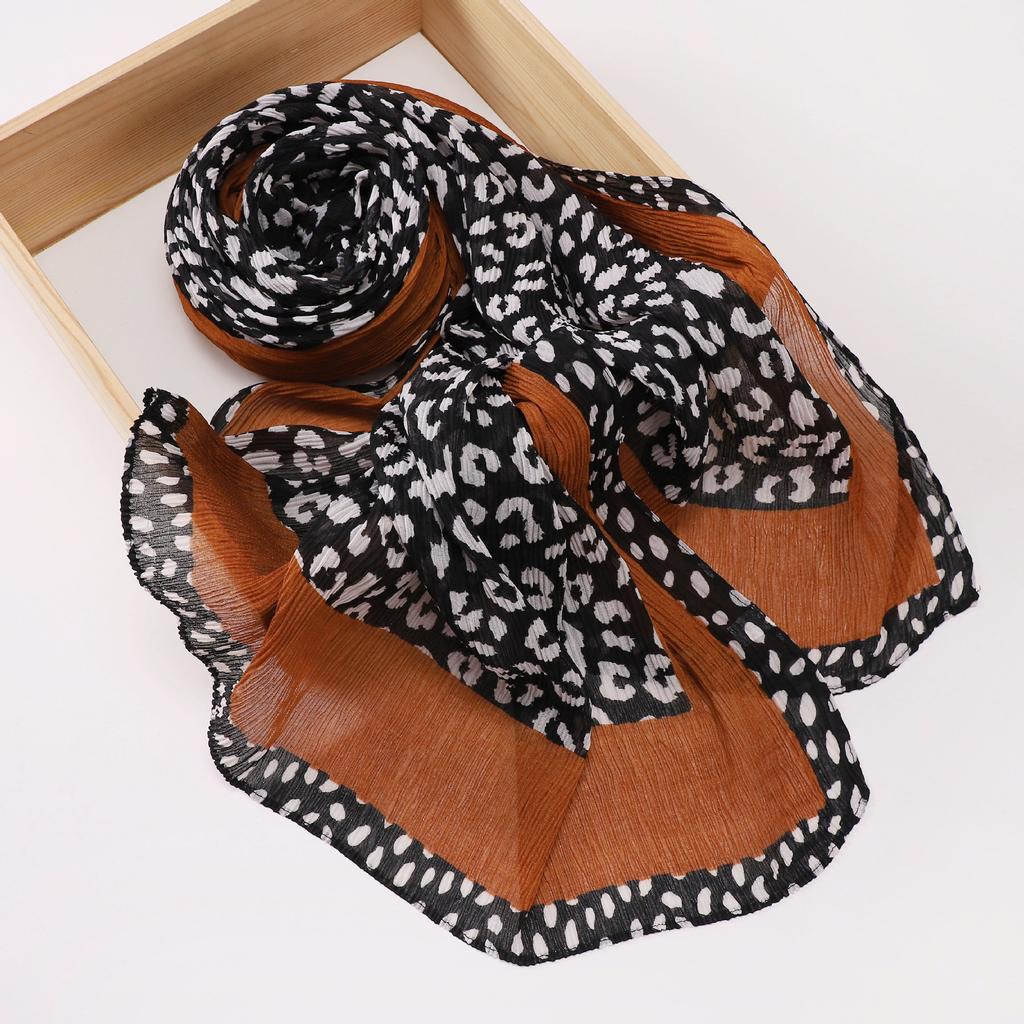 Новый малазийский мятый шарф с леопардовым принтом, литературный и ретро женский головной платок