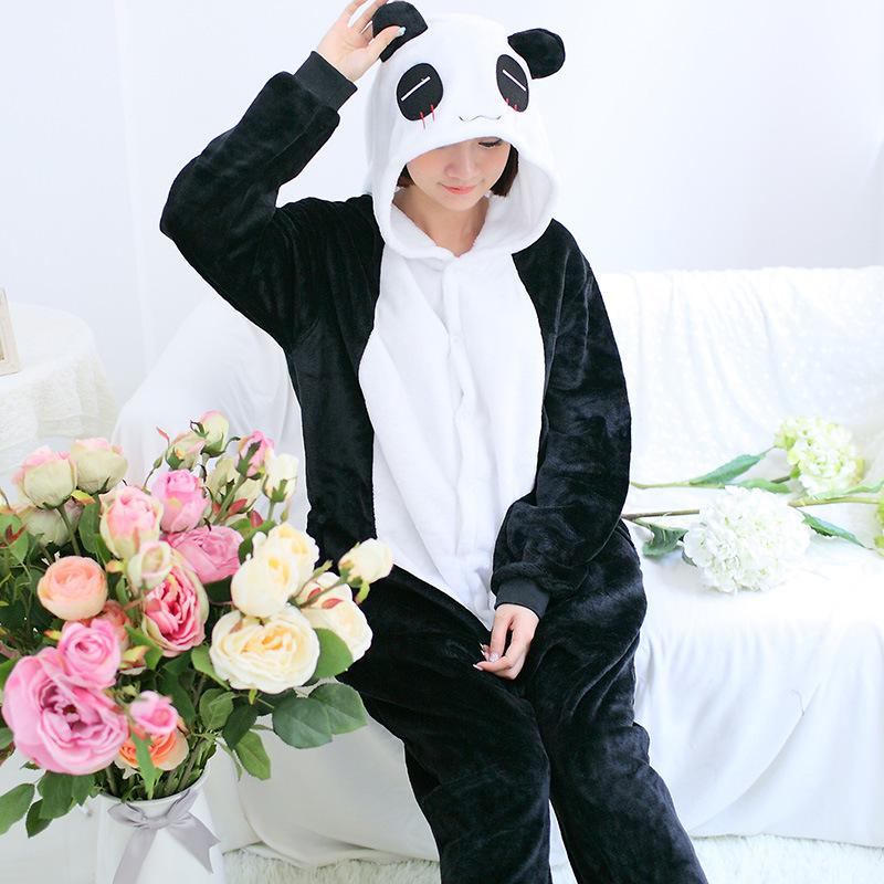 Kigurumi Animal Cosplay Hooded Jumpsuit Pajamas Men Women Long Sleeve Winter Warm Rompe Sleepwear Panda Lion,leopard,elephant,zebra,tiger Cosplay