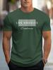 Mens 100 cotton summer loose fit large Los Angeles Graphic printed slim fit casual sports round neck short sleeved Tshirt top