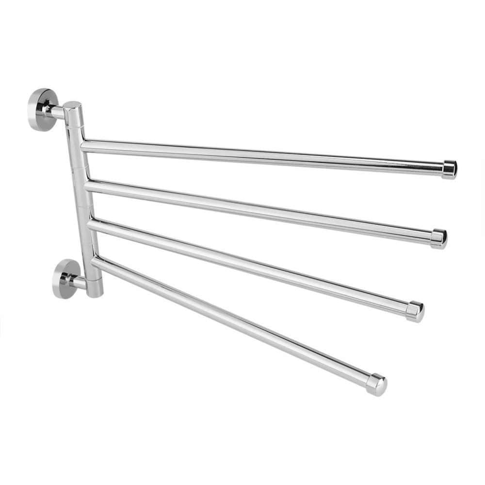 Stainless Steel Rotating Towel Bar Silver Chrome Finish Swivel Towel Rack Wall Mounted Modern Swing Out Towel Holder