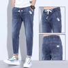 Эластичный пояс, светло-стираные джинсы, свободный крой, модные брендовые шаровары, повседневная модель весна-лето, тонкая версия для мужчин