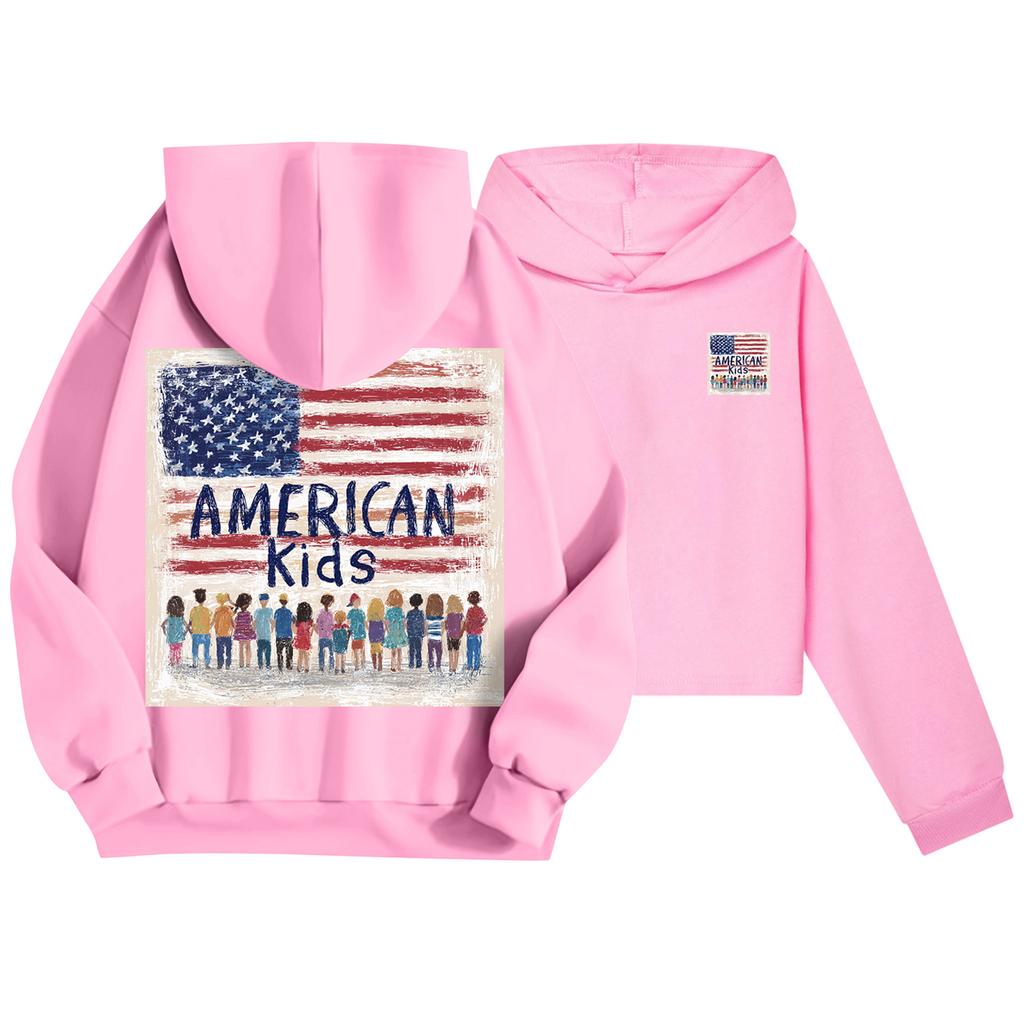 Детская повседневная модная толстовка с капюшоном и длинными рукавами с принтом американского флага