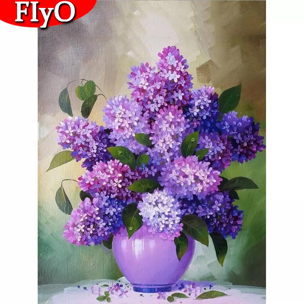 5D DIY алмазная живопись сиреневый комплект полная дрель искусство стразы Алмазная вышивка цветок мозаика рукоделие украшение дома