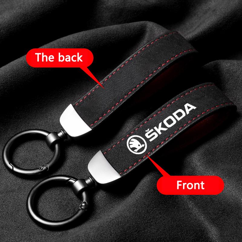 1PCS Leather Car Keychain Men Women Keyring Gift Decoration For Skoda Octavia 2 A5 A7 Superb Rapid Yeti Kodiaq Fabia A7 2022 xkbf53