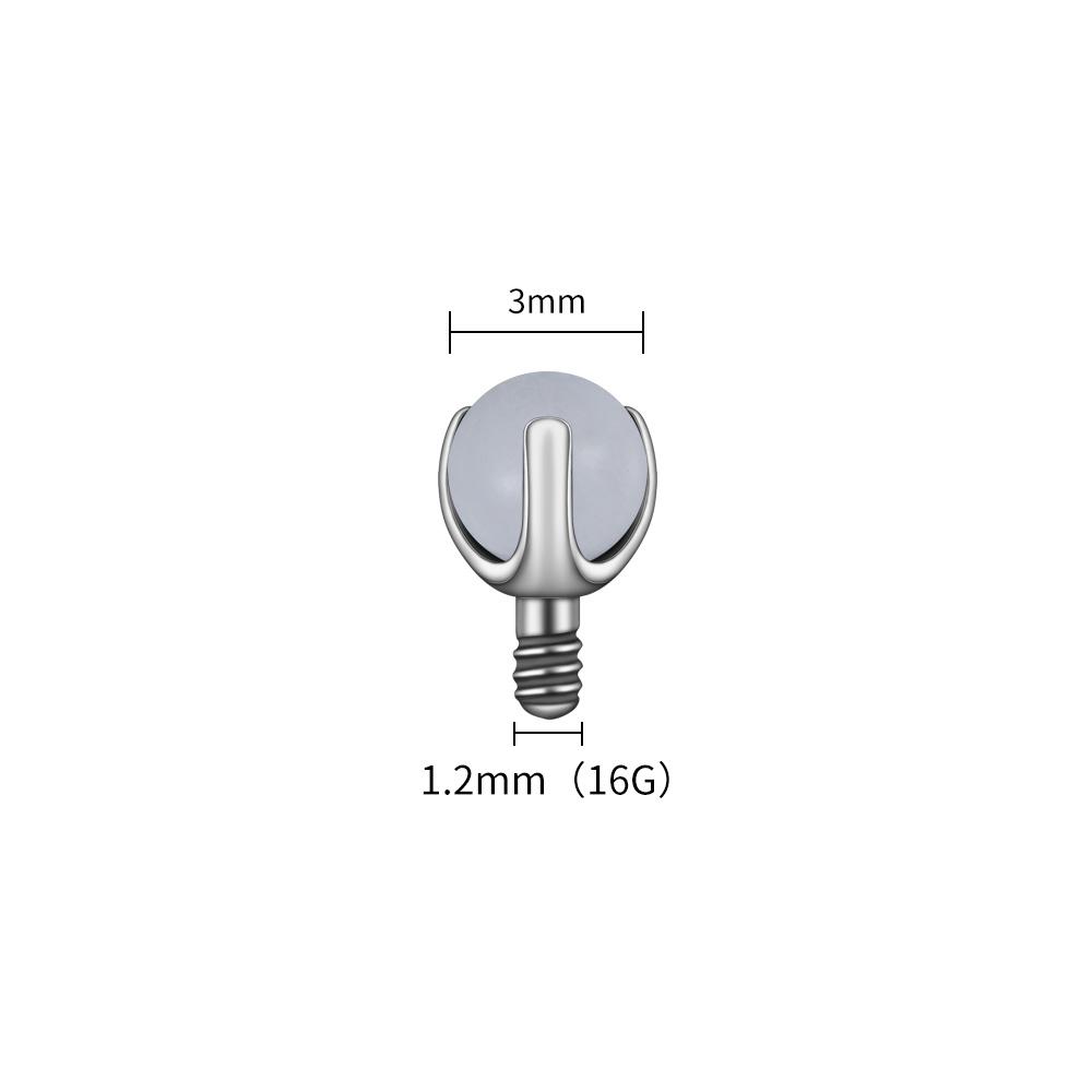 Right Grand ASTM F136 Titanium Internally Threaded Natural Stone Top for 14G 16G Labret Lip Stud Nipple Piercing Body Jewelry