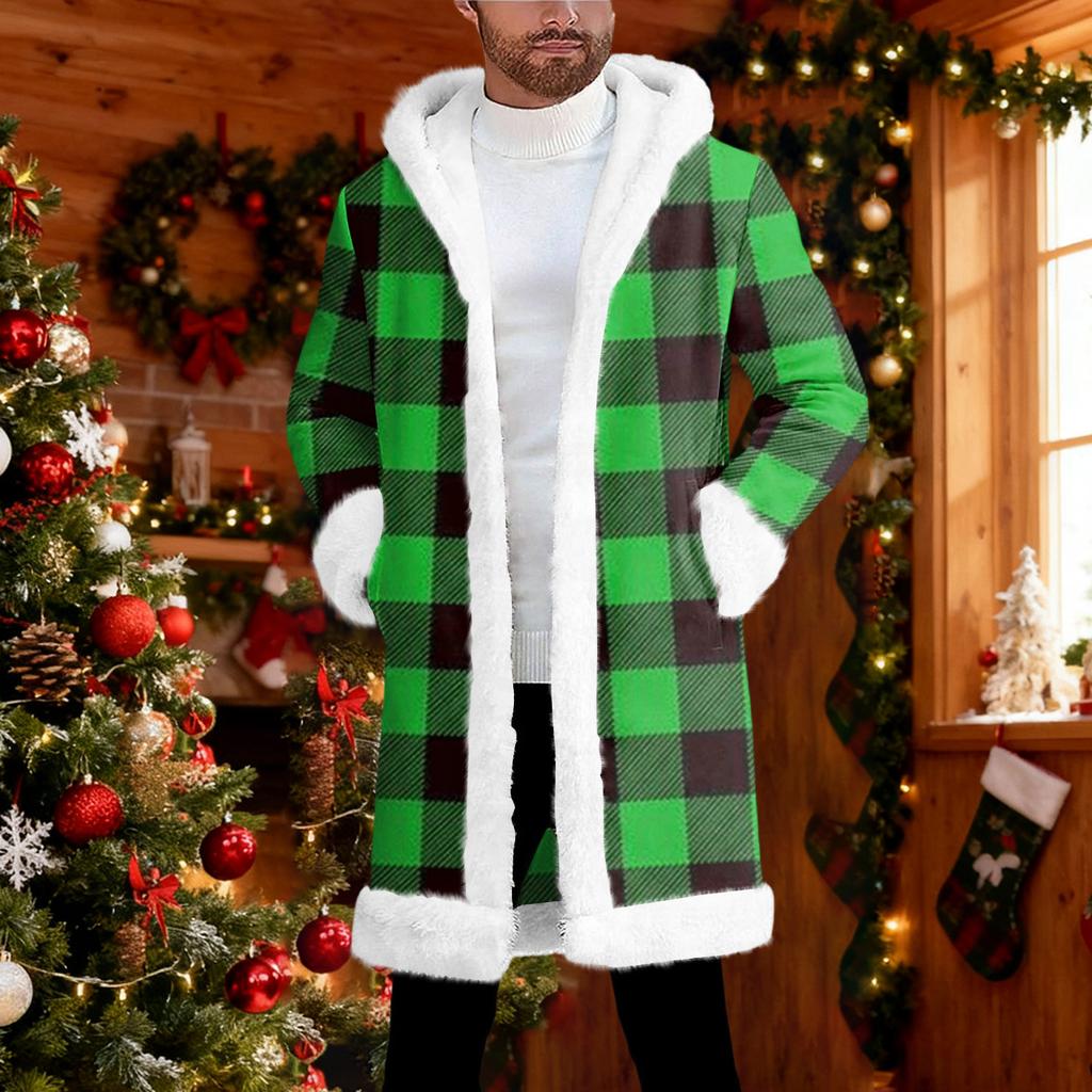 Мужской кардиган с капюшоном, длинное пальто для сохранения тепла