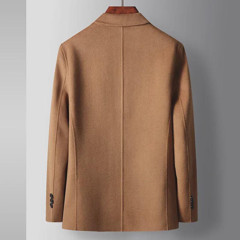 Мужской шерстяной деловой костюм - Осень/Зима 2024: Однотонное, ручная работа, двухстороннее, плотное повседневное пальто