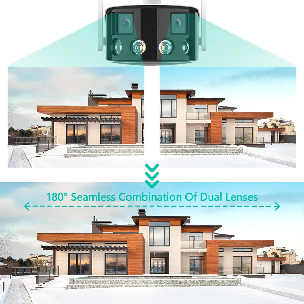 4K 8MP Панорамная Wi-Fi камера с двумя объективами, широкий угол обзора 180°, AI, обнаружение человека, 4MP ICSEE, IP-камера наблюдения, уличная водонепроницаемая