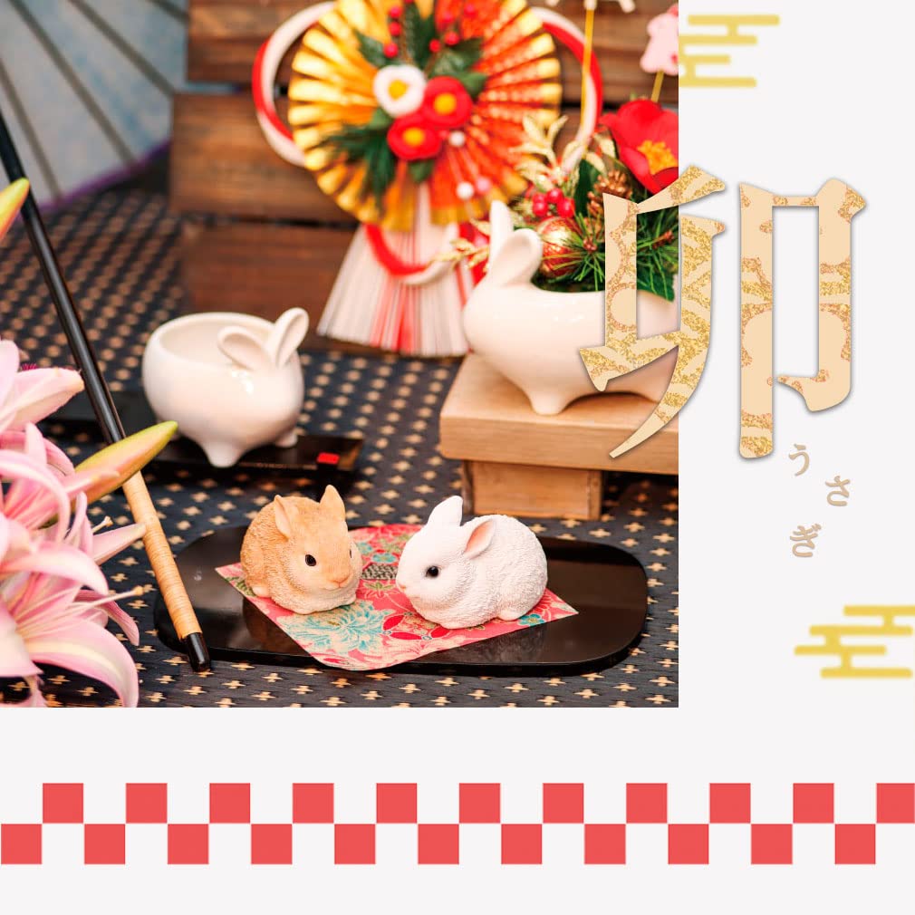 Магазин Кролик Пара Фигурка Зодиак Смола xx Новогоднее украшение Подарочный предмет Кролик Белый [Подарок Необычный] 5.8 10.6 H6.6cm [Подлинный продукт] (Коричневый &