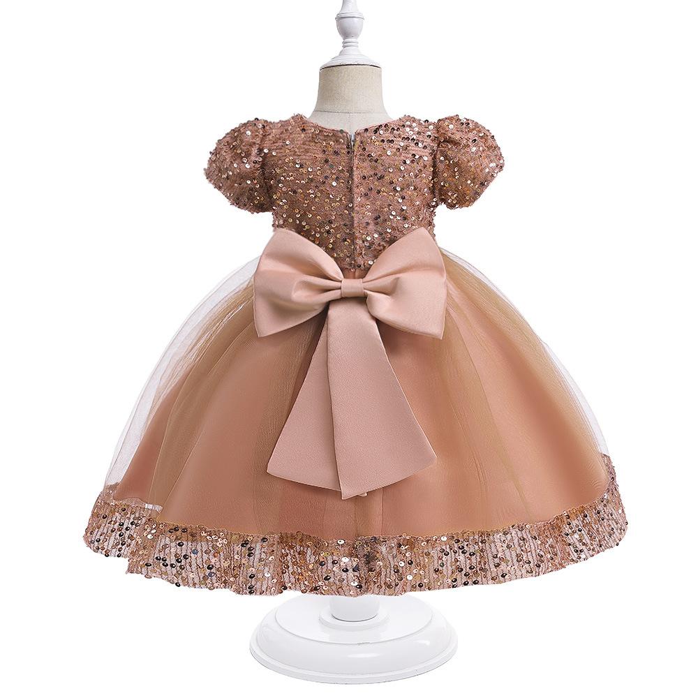 Великолепное детское платье с золотыми пайетками для вечеринки, свадебное платье подружки невесты, детское пышное платье, платье принцессы, одежда для маленьких девочек