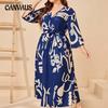 Women's Dress Plus Size Printed Elastic Waist Dresses