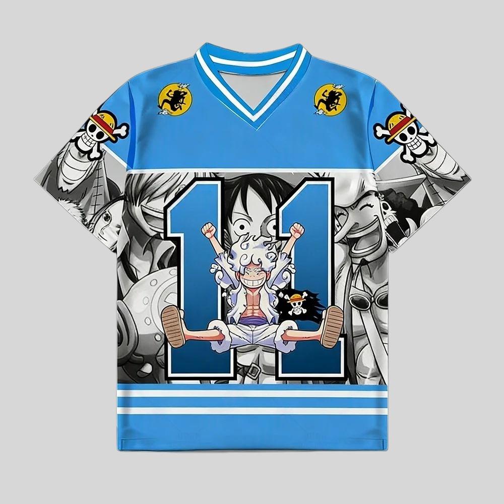 Аниме One Piece Принт с Луффи Футбольные майки для взрослых/детей Повседневная футболка с коротким рукавом в стиле Харадзюку Футболки с Луффи Костюмы для косплея