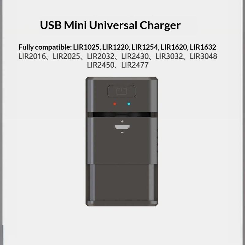 Портативное USB-зарядное устройство для батареек-таблеток Мини-универсальное зарядное устройство для кнопочных батареек Cr2032 Cr2025 Cr2016