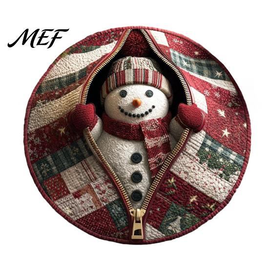 3D Effect Holiday Carpet Christmas Rug, Illusion Area Round Decorative Party Home Decor Floor Mat, Festive for Indoor Living Room Decoration