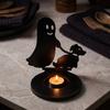 Жуткий настольный centerpiece, Хэллоуинский держатель для свечи-тени, Декорация-подсвечник «Призрак Череп», Креативное искусство силуэтного освещения, Винтажный деревянный