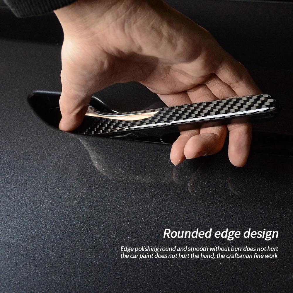 Украшение дверной ручки автомобиля из углеродного волокна для Tesla model 3 -2023 model y 2023 аксессуары наклейки на автомобиль 4 шт. автомобиль