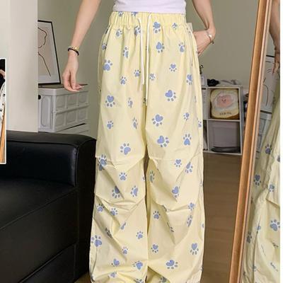 Повседневные брюки Niche Dog Paw Print для женщин на весну и осень, новые универсальные прямые брюки широкого кроя