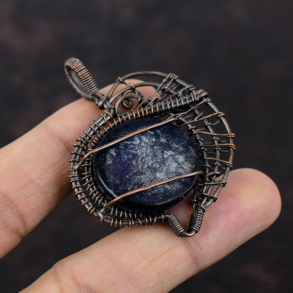 Синий цвет кулон от сглаза, медная проволока, обернутая драгоценным камнем, кулон от сглаза, ювелирные изделия ручной работы, изумительный кулон от сглаза, обернутый медной проволокой, ювелирные изделия для подарка