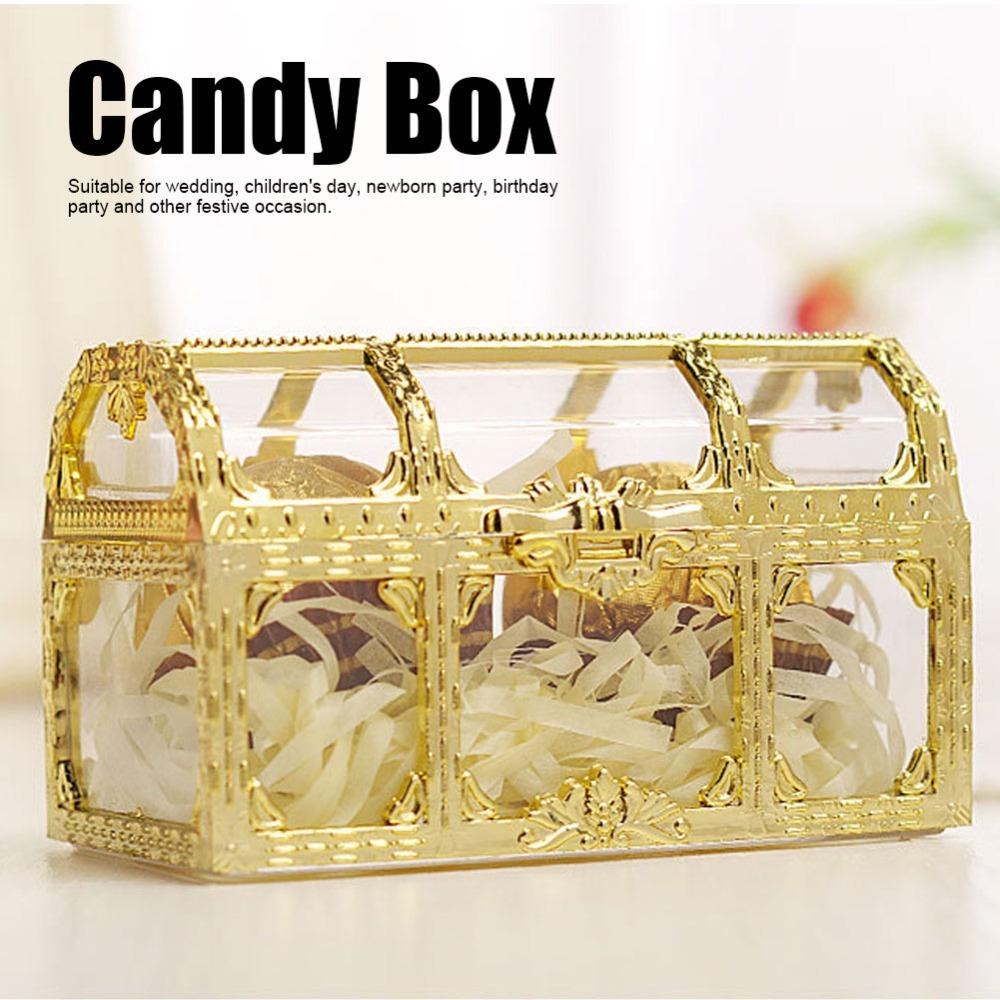 12pcs Hollow Design Chocolates Container Elegant Present Jar Treasure Chest Birthday Party