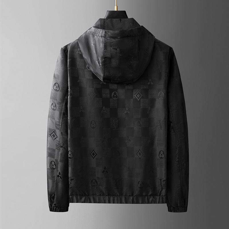 Модная европейская мужская жаккардовая куртка с капюшоном 2025 года - Повседневное пальто с темным узором