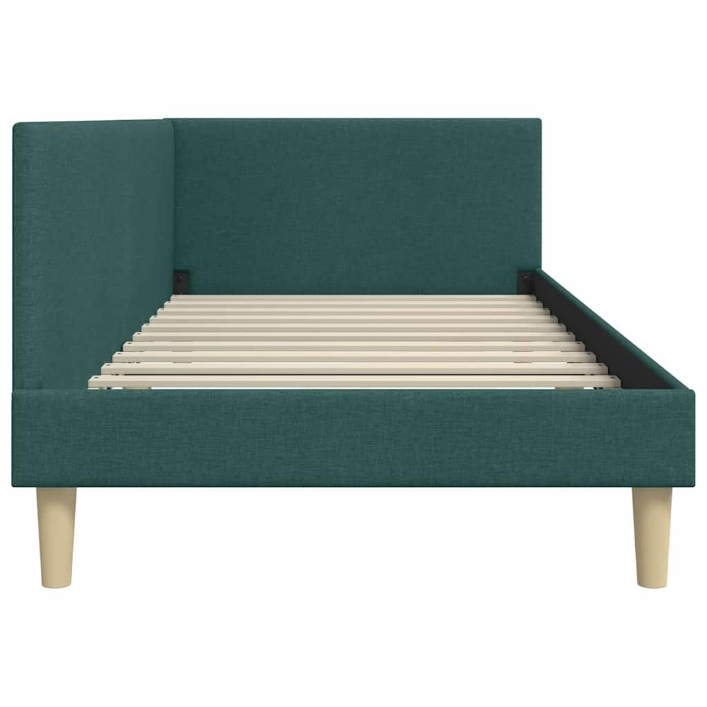 Corner Bed Frame Dark Green 80 cm x 200 cm Fabric and Plywood