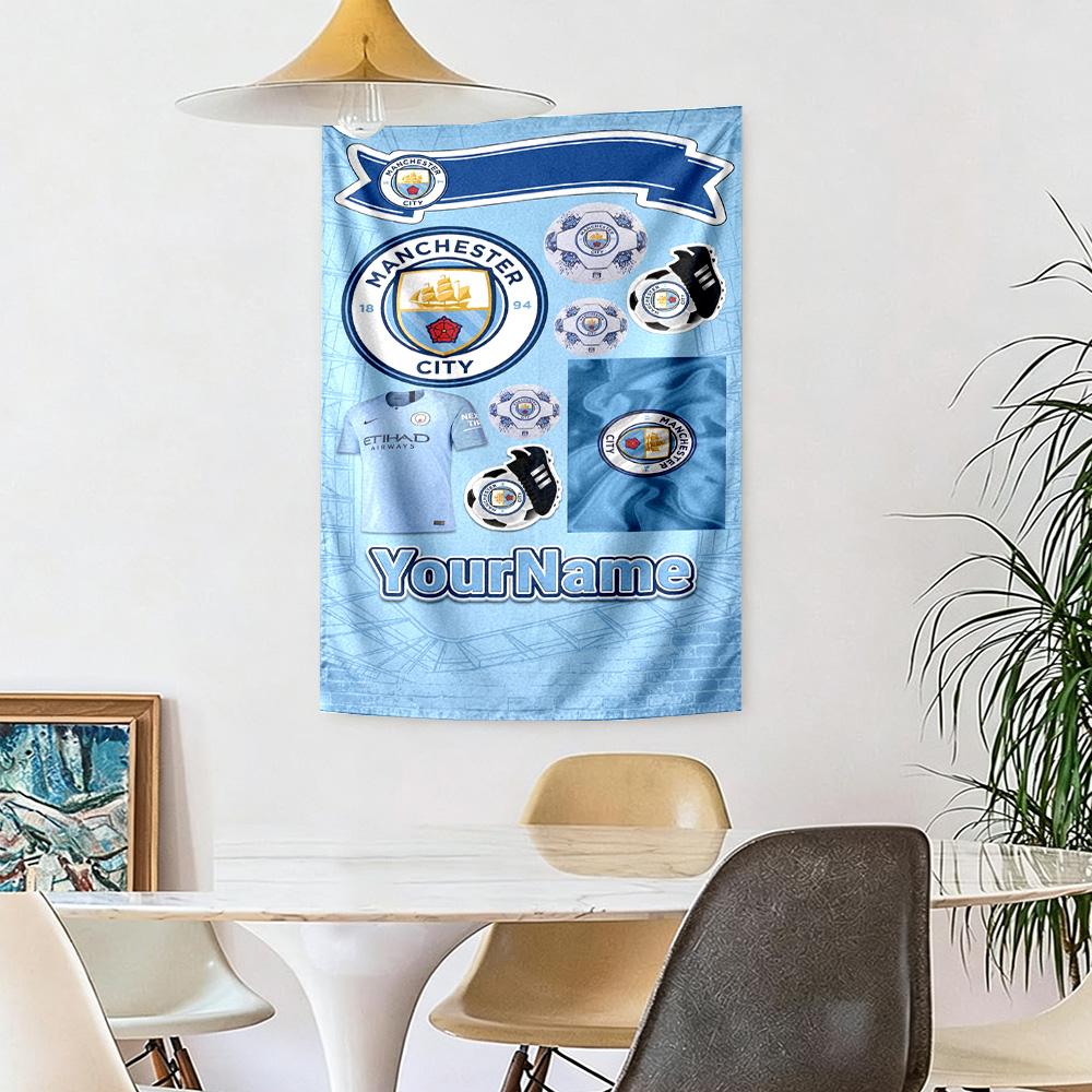 Manchester City Custom Your Name Wall Decor Tapestry Art For Pet Memorial Birthdaywedding Party Backdrop Family Gift