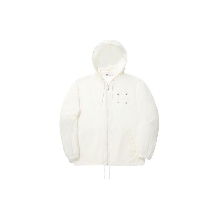 Li Ning Vital Series вышитая свободная спортивная ветровка с капюшоном унисекс верхняя одежда Off-White AFDU259-3