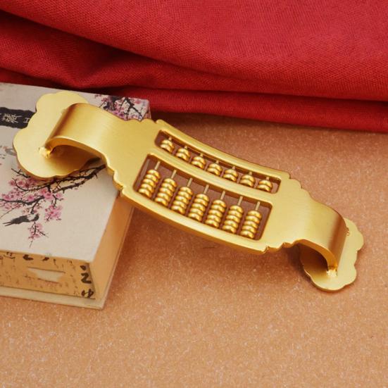 Mini Brass Abacus Ruyi Decoration Vintage Chinese Ruyi Golden Abacus Math Calculating Tool Sculpture Feng Shui Decoration Home Office Desktop Ornament