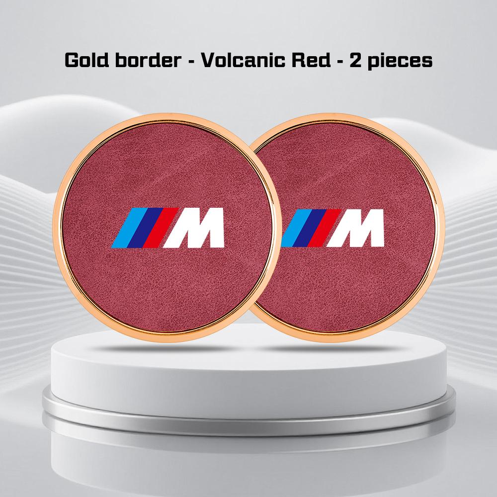 Car Leather Coaster For BMW M M3 M5 M6 E36 E39 E90 E70 G01 G02 G05 G07 G60 G70 i3 i4 Water Cup Holder Pads Alloy Anti Slip Mat TF0