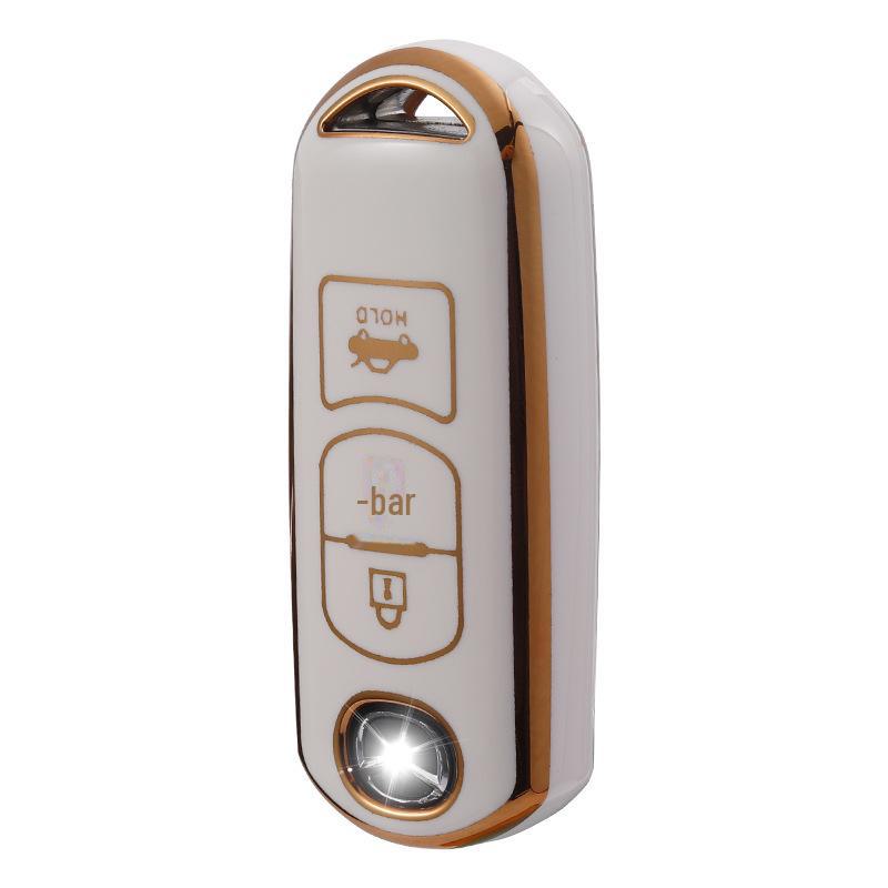 Чехол для ключа с золотой оправой для 2-кнопочных/3-кнопочных моделей Mazda CX-30, Atez, CX-4, CX-5, CX-8