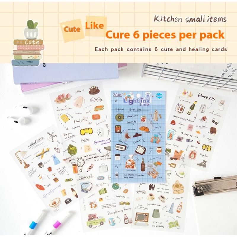 6 штук наклеек для планера 'Любовное письмо' - Милые питомцы, водонепроницаемые наклейки для DIY поделок, журнала, скрапбука, бутылок для воды, ноутбуков