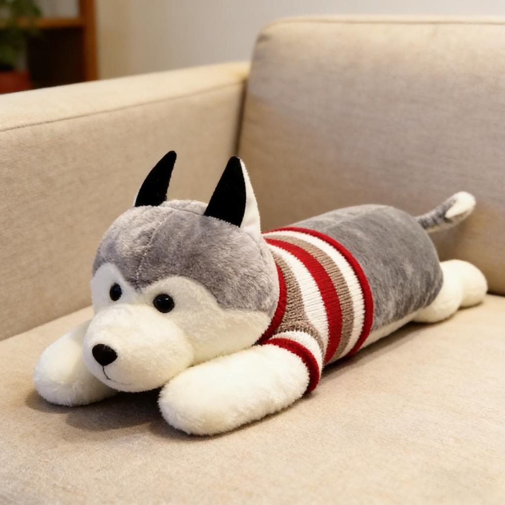 120cm Big Huggable Giant Husky Plush Toy Soft Stuffed Dog Long Pillow Cartoon Animal Doll Sleeping Cushion Kids Gift 50-120cm