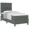 Box Spring Bed with Headboard Dark Grey 100 x 200 cm Fabric