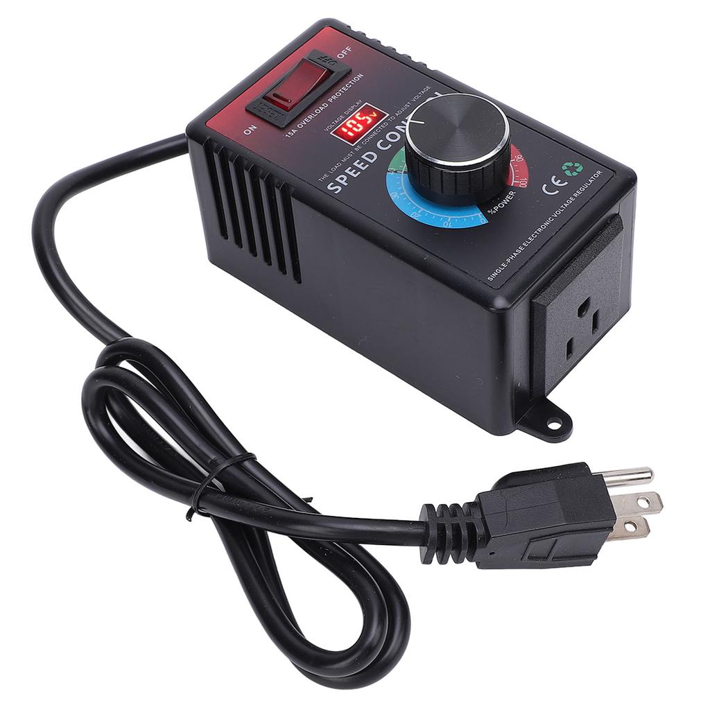 Регулятор скорости переменного тока 0-120 В переменного тока на выходе 15 А с защитой от перегрузки, регулируемый регулятор скорости с индикатором 