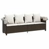 Sun Lounger with Canopy and Cushions Brown Poly Rattan