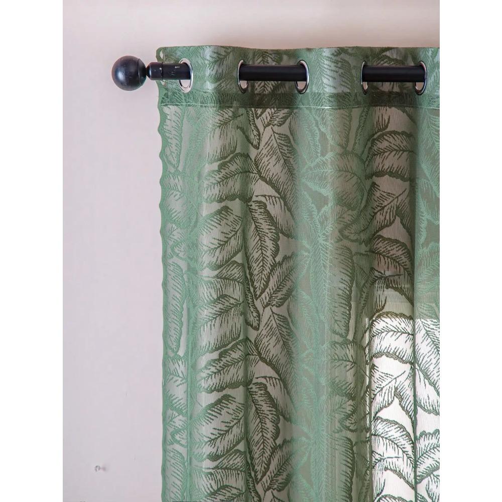 Зеленые большие перфорированные шторы-листья, прозрачные шторы для гостиной и спальни, деревенский стиль